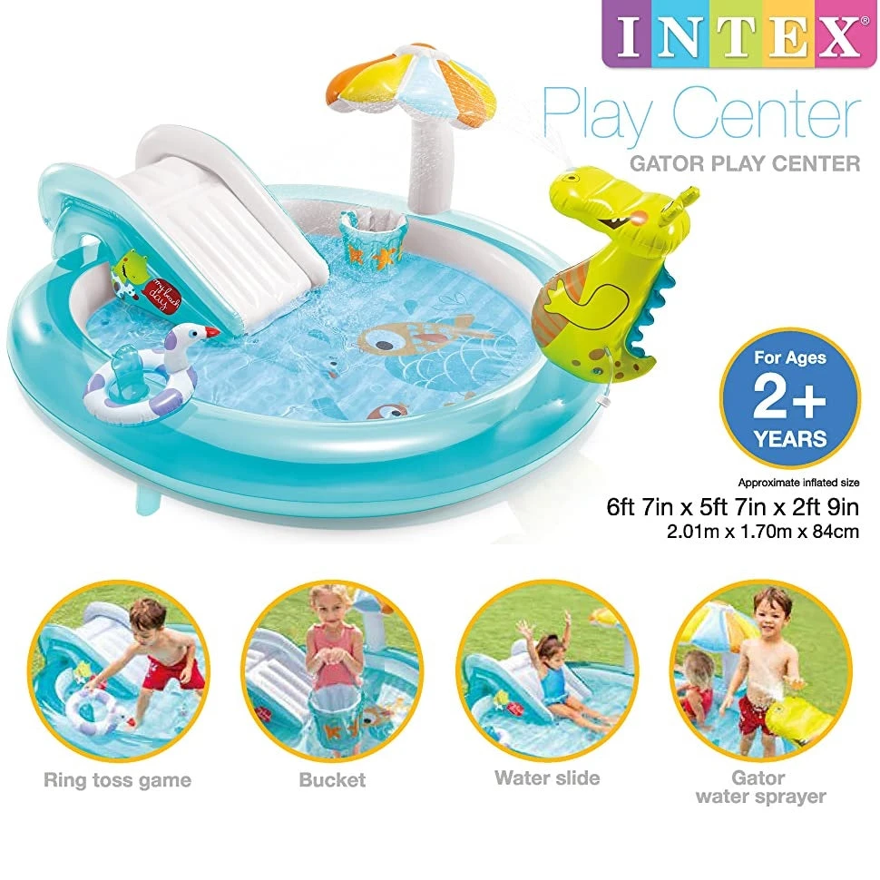Intex Inflatable Gator Play Center With Slide 2 Intex Inflatable Gator Play Center With Slide - Image 2