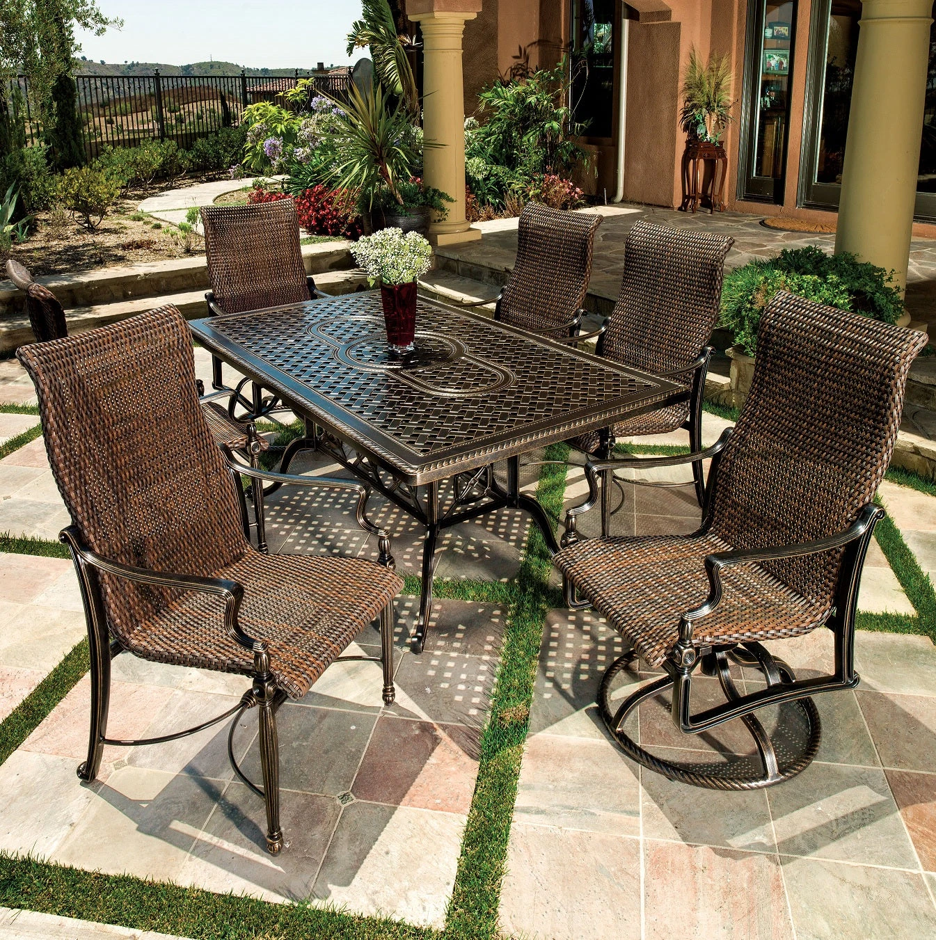 GES Bel Air Cast Aluminum Woven Patio Dining Sets 1 GES Bel Air Cast Aluminum Woven Patio Dining Sets
