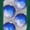 Set Of 4 Blue & Pearl Glass Ornaments With Snowy Trees & Cardinals