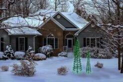 Set Of 2 Wire Cone Trees With Green Twinkling LED Lights -Courtyard Home Furnishings Store Green Cone 3