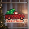 10 Light Shimmer Red Plaid Truck Christmas Silhouette