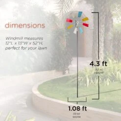 Multi-Colored Metal Windmill Spinner Stake Yard Decoration 16 Multi-Colored Metal Windmill Spinner Stake Yard Decoration -Courtyard Home Furnishings Store KIY102MC ATFI 01