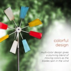 Multi-Colored Metal Windmill Spinner Stake Yard Decoration 17 Multi-Colored Metal Windmill Spinner Stake Yard Decoration -Courtyard Home Furnishings Store KIY102MC ATFI 02