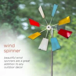Multi-Colored Metal Windmill Spinner Stake Yard Decoration 18 Multi-Colored Metal Windmill Spinner Stake Yard Decoration -Courtyard Home Furnishings Store KIY102MC ATFI 03