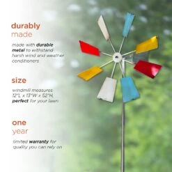 Multi-Colored Metal Windmill Spinner Stake Yard Decoration 19 Multi-Colored Metal Windmill Spinner Stake Yard Decoration -Courtyard Home Furnishings Store KIY102MC ATFI 04