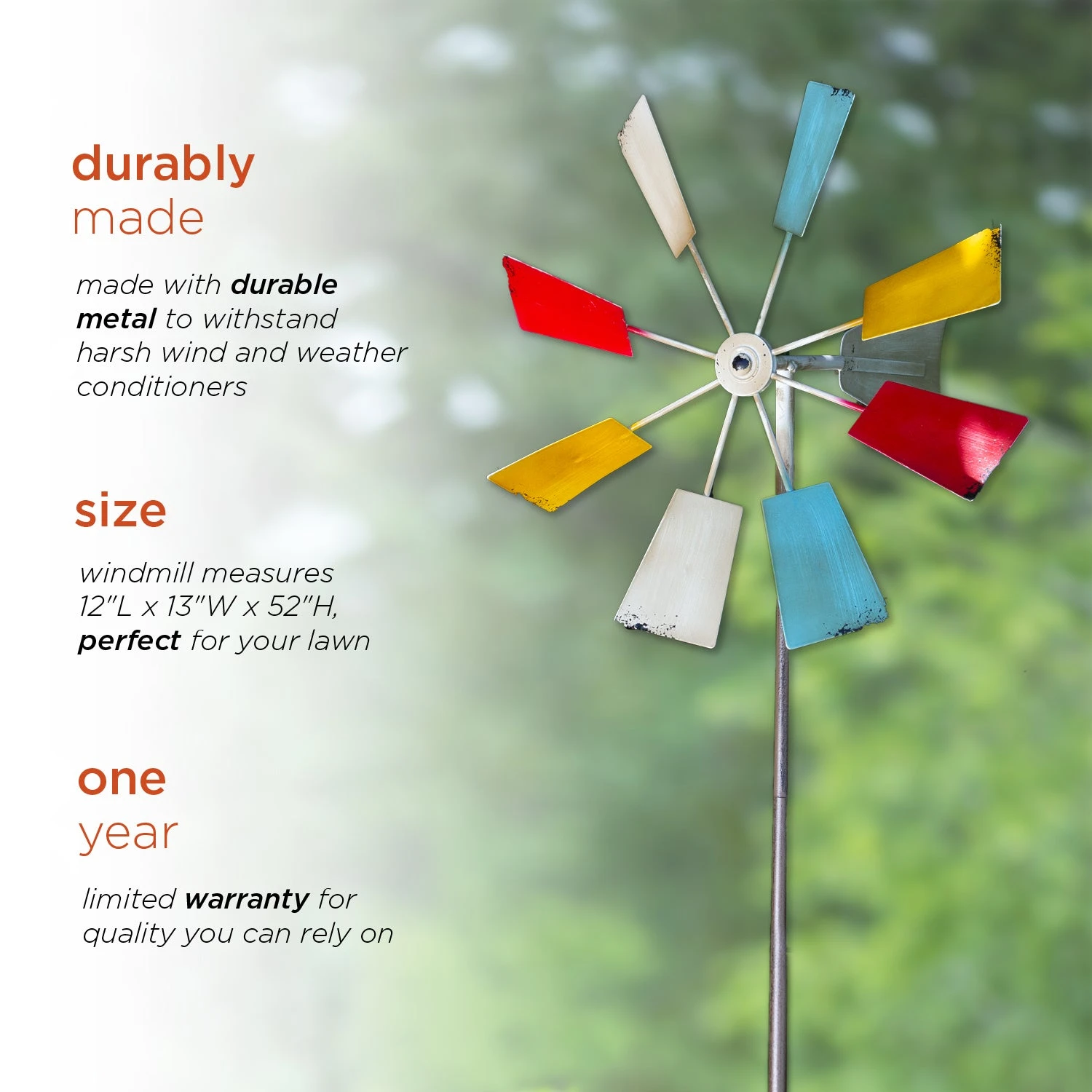 Multi-Colored Metal Windmill Spinner Stake Yard Decoration 7 Multi-Colored Metal Windmill Spinner Stake Yard Decoration - Image 7
