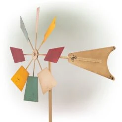 Multi-Colored Metal Windmill Spinner Stake Yard Decoration 22 Multi-Colored Metal Windmill Spinner Stake Yard Decoration -Courtyard Home Furnishings Store KIY102MC Silo 03