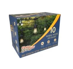 Set Of 10 Warm White LED Edison Patio Lights -Courtyard Home Furnishings Store LED VIN10 WW PACKAGING