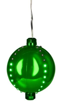 4" Round LED Snowfall Hanging Ornament Decoration 25 4" Round LED Snowfall Hanging Ornament Decoration -Courtyard Home Furnishings Store ORN4 GGR 2
