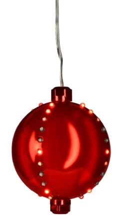 4" Round LED Snowfall Hanging Ornament Decoration 24 4" Round LED Snowfall Hanging Ornament Decoration -Courtyard Home Furnishings Store ORN4 RRD 2