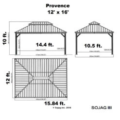 Gray Curtains For Provence Hard Top Gazebos By Sojag -Courtyard Home Furnishings Store Provence 12x16 1