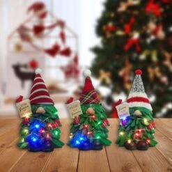 Battery-Operated LED Gnome Tree Statues