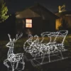 2-Piece Pure White Twinkling LED Sleigh And Elegant Buck Wire Sculpture Set