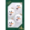 Pack Of 4 Porcelain White Snowman Face Glass Ball Ornaments