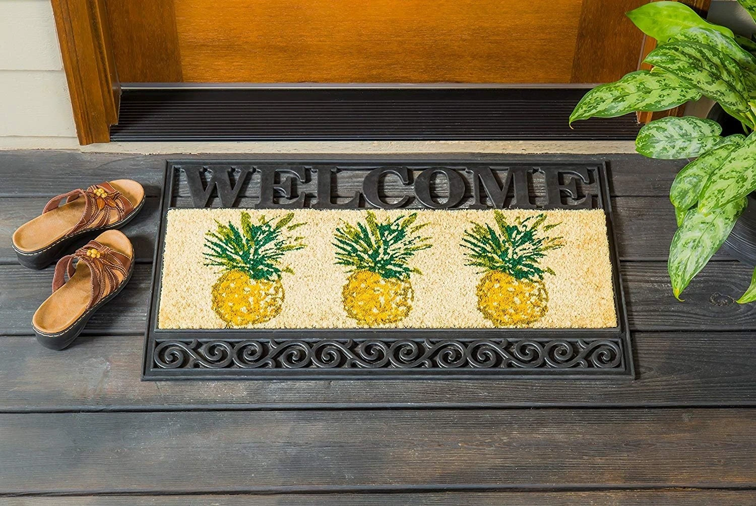 'Welcome' Kensington™ Evergreen Scroll Coir Sassafras Switch Mat Tray 3 'Welcome' Kensington™ Evergreen Scroll Coir Sassafras Switch Mat Tray - Image 3