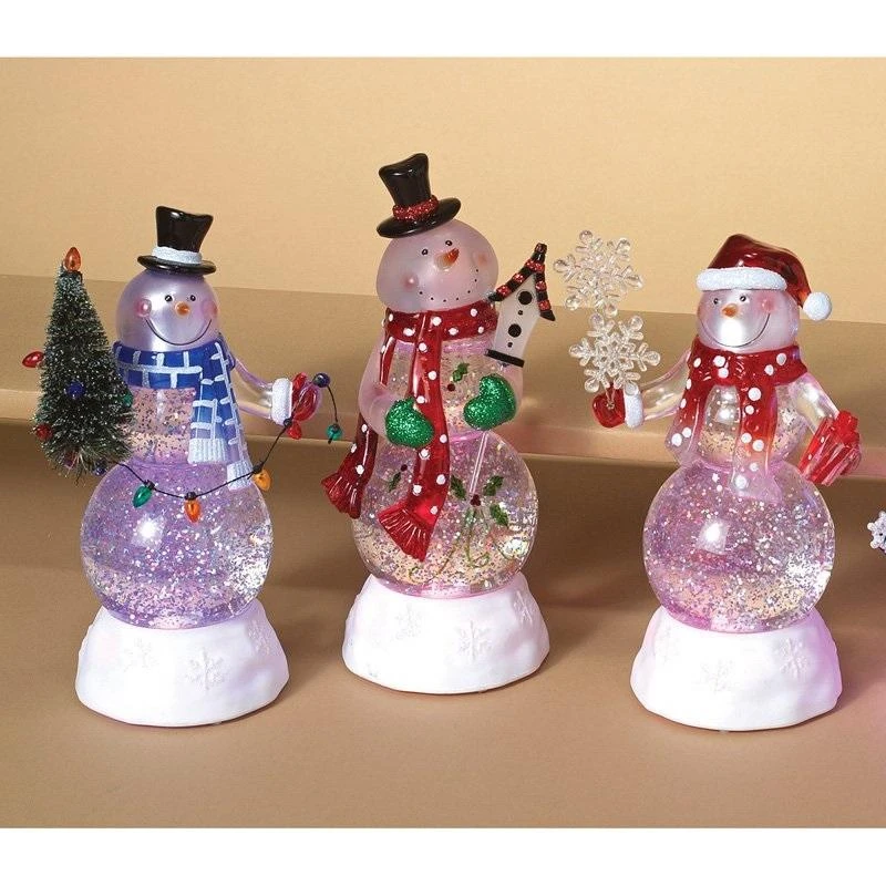 8.75" Battery-Operated LED Snowman Water Globes 2 8.75" Battery-Operated LED Snowman Water Globes - Image 2