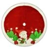 48" Red Velvet Metallic Embroidered Snowman Christmas Tree Skirt With Faux Fur Border