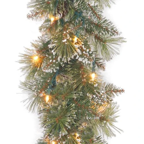 9' Crystal Elegance Pine Pre-Lit Artificial Garland 1 9' Crystal Elegance Pine Pre-Lit Artificial Garland