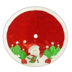 48" Red Velvet Metallic Embroidered Snowman Christmas Tree Skirt With Faux Fur Border -Courtyard Home Furnishings Store e2aa59e554fcb407cf42e2a9b326b044