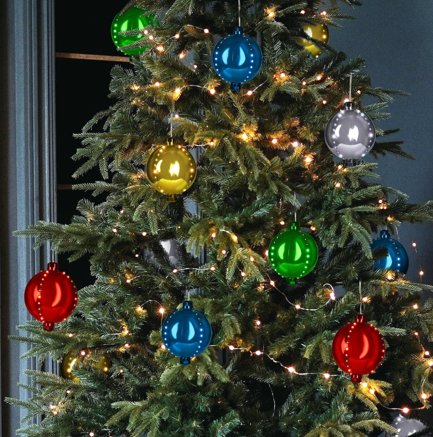 4" Round LED Snowfall Hanging Ornament Decoration 1 4" Round LED Snowfall Hanging Ornament Decoration