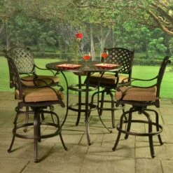 Stonegate Cushioned Bar Height Patio Set -Courtyard Home Furnishings Store outdoor living stonegate cast aluminum cushioned bar height patio set 1