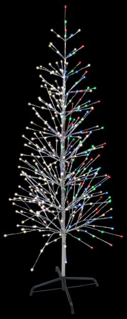 5.5' Color-Changing LED Silver-Wrapped Birch Tree (Warm White To Multi)