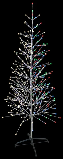 5.5' Color-Changing LED Silver-Wrapped Birch Tree (Warm White To Multi)